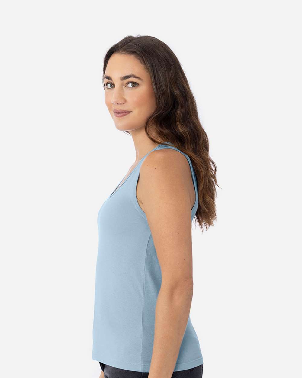 Women's Cotton Tank - OnModelSide - B00118272 - Stonewash Denim