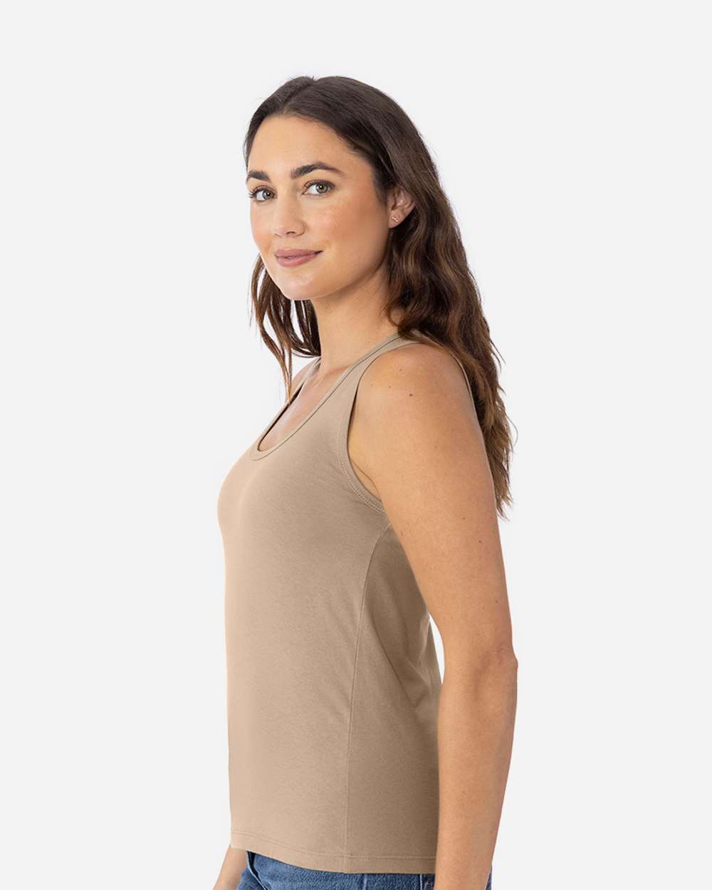 Women's Cotton Tank - OnModelSide - B00118962 - Tan