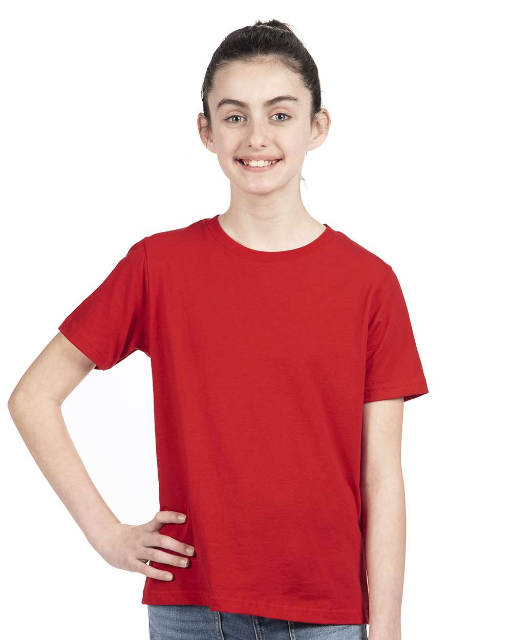 Youth Cotton T-Shirt - OnModelFront - B38018702 - Red