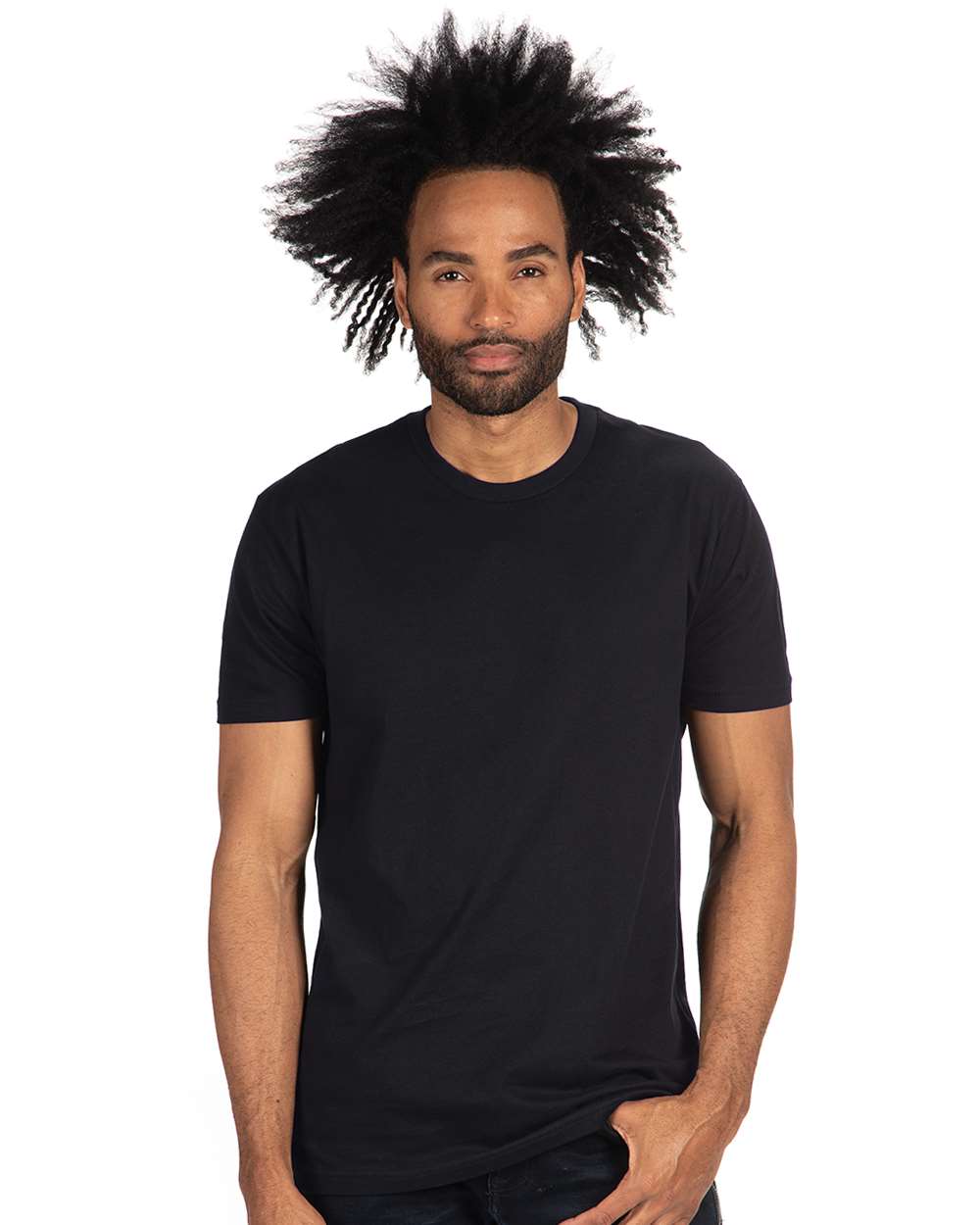 Cotton T-Shirt - OnModelFront - B00618502 - Black
