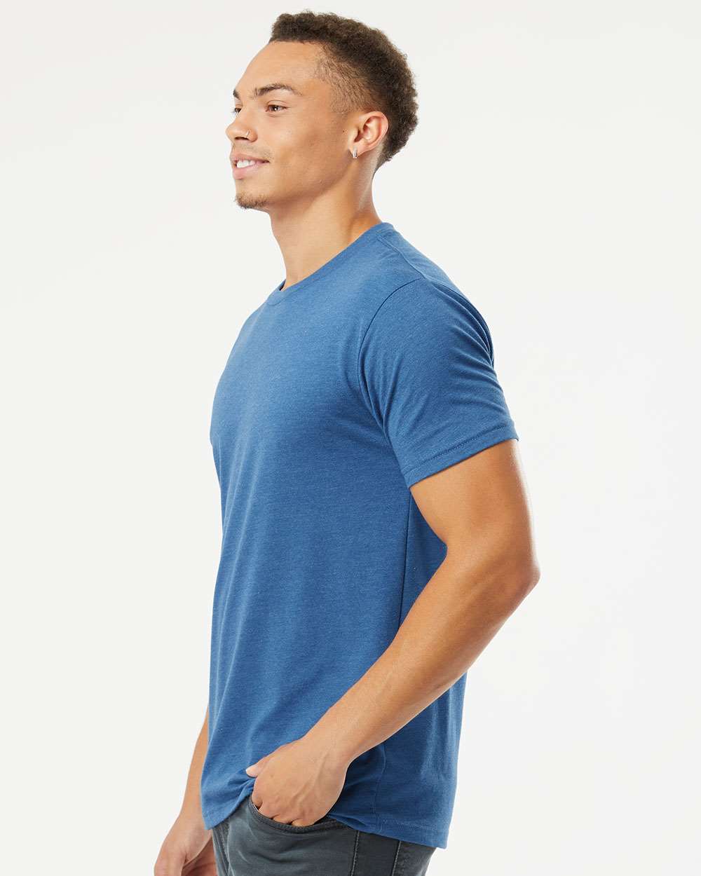 Unisex CVC T-Shirt - OnModelSide - B20618982 - Heather Cool Blue