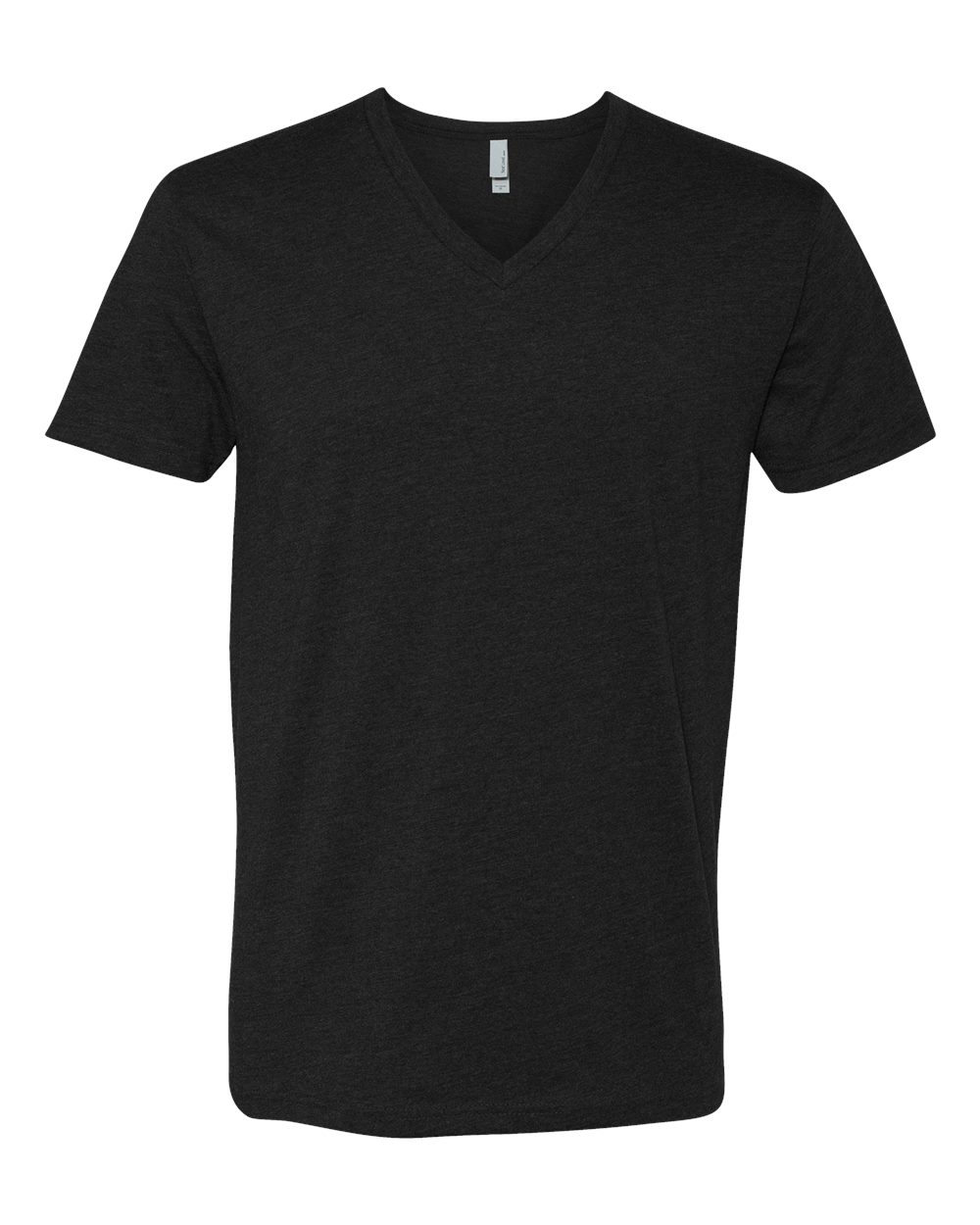 Men's CVC V-Neck T-Shirt - Front - B21918503 - Black