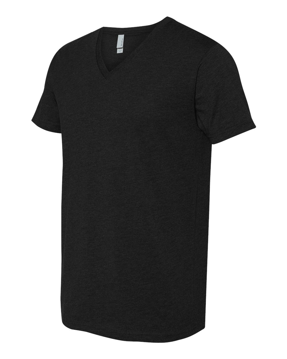 Men's CVC V-Neck T-Shirt - Side - B21918503 - Black