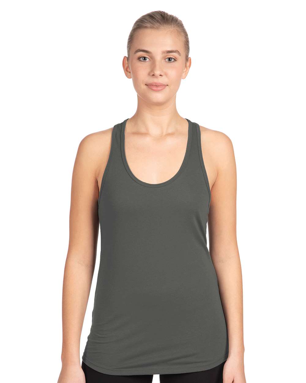 Women's Ideal Racerback Tank - OnModelFront - B56718092 - Dark Grey