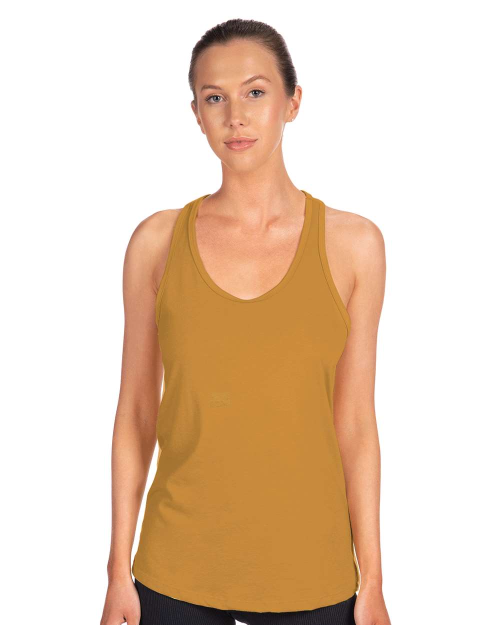 Women's Ideal Racerback Tank - OnModelFront - B56718122 - Antique Gold