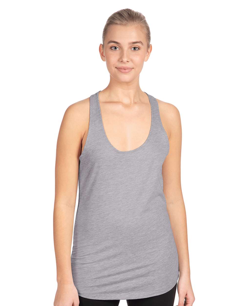 Women's Ideal Racerback Tank - OnModelFront - B56718582 - Heather Grey