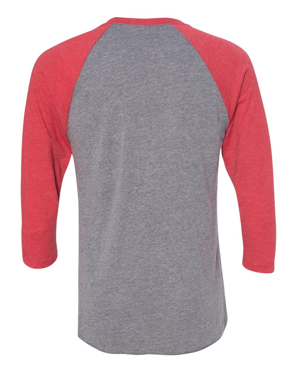 Unisex Triblend Three-Quarter Raglan T-Shirt - Back - B56818712 - Vintage Red Sleeves/ Premium Heather Body
