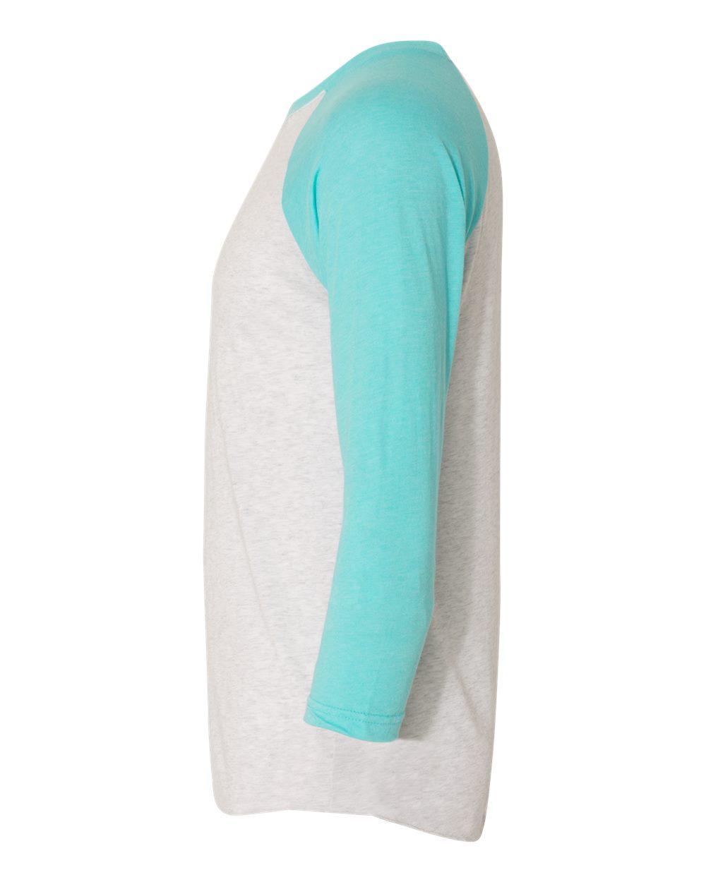 Unisex Triblend Three-Quarter Raglan T-Shirt - DirectSide - B56818972 - Tahiti Blue Sleeves/ Heather White Body