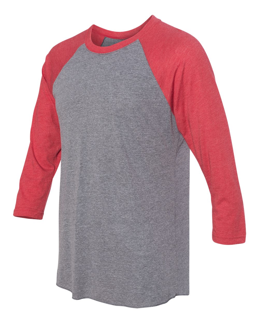Unisex Triblend Three-Quarter Raglan T-Shirt - Side - B56818712 - Vintage Red Sleeves/ Premium Heather Body