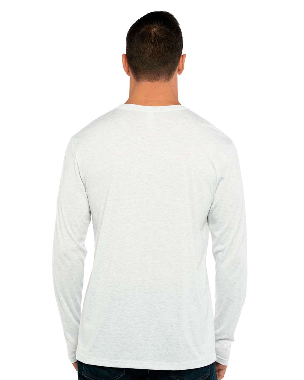 Men's Triblend Long Sleeve T-Shirt - OnModelBack - B26818002 - Heather White