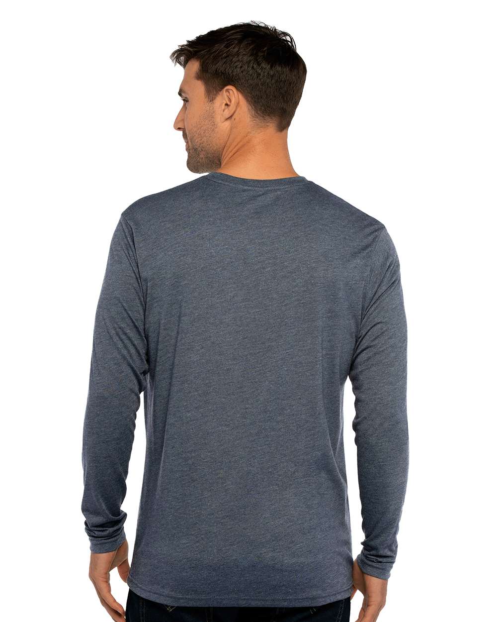 Men's Triblend Long Sleeve T-Shirt - OnModelBack - B26818682 - Indigo