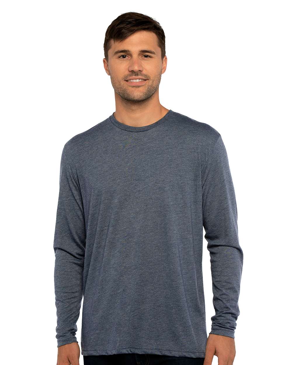 Men's Triblend Long Sleeve T-Shirt - OnModelFront - B26818682 - Indigo