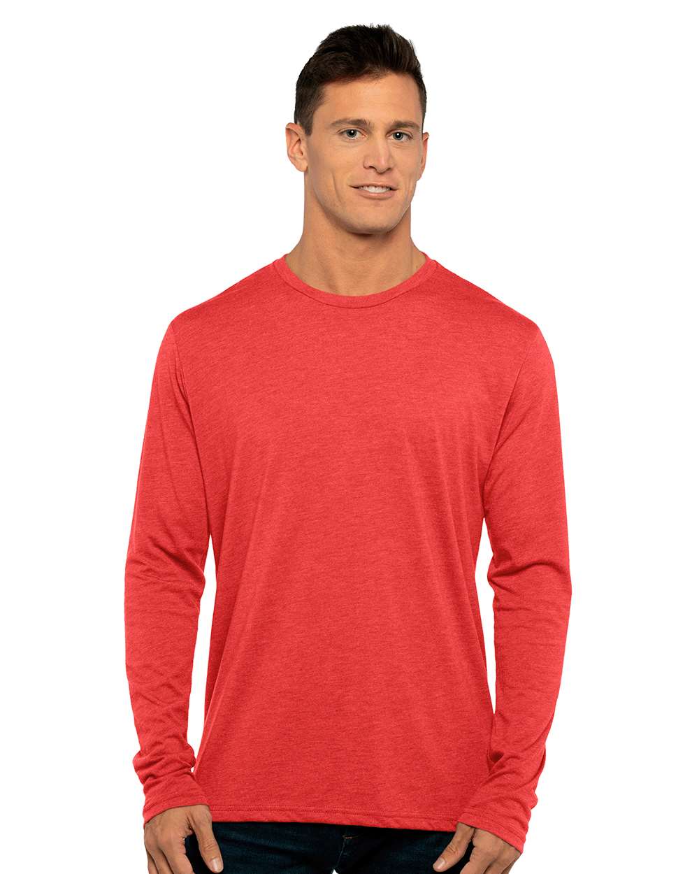 Men's Triblend Long Sleeve T-Shirt - OnModelFront - B26818712 - Vintage Red