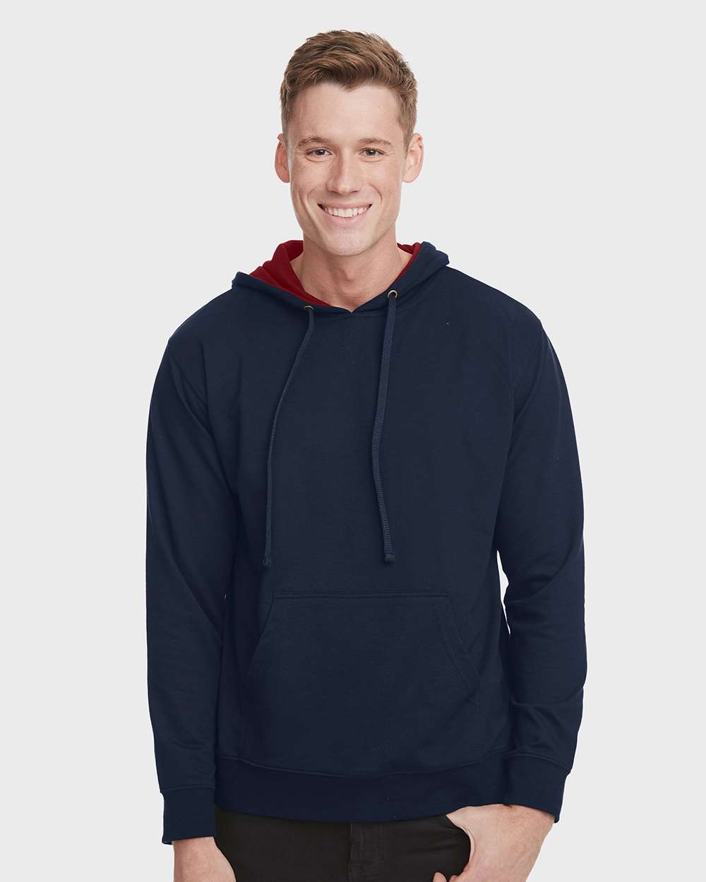 Unisex Laguna Hoodie Sweatshirt - Front - B27318532 - Midnight Navy/ Cardinal