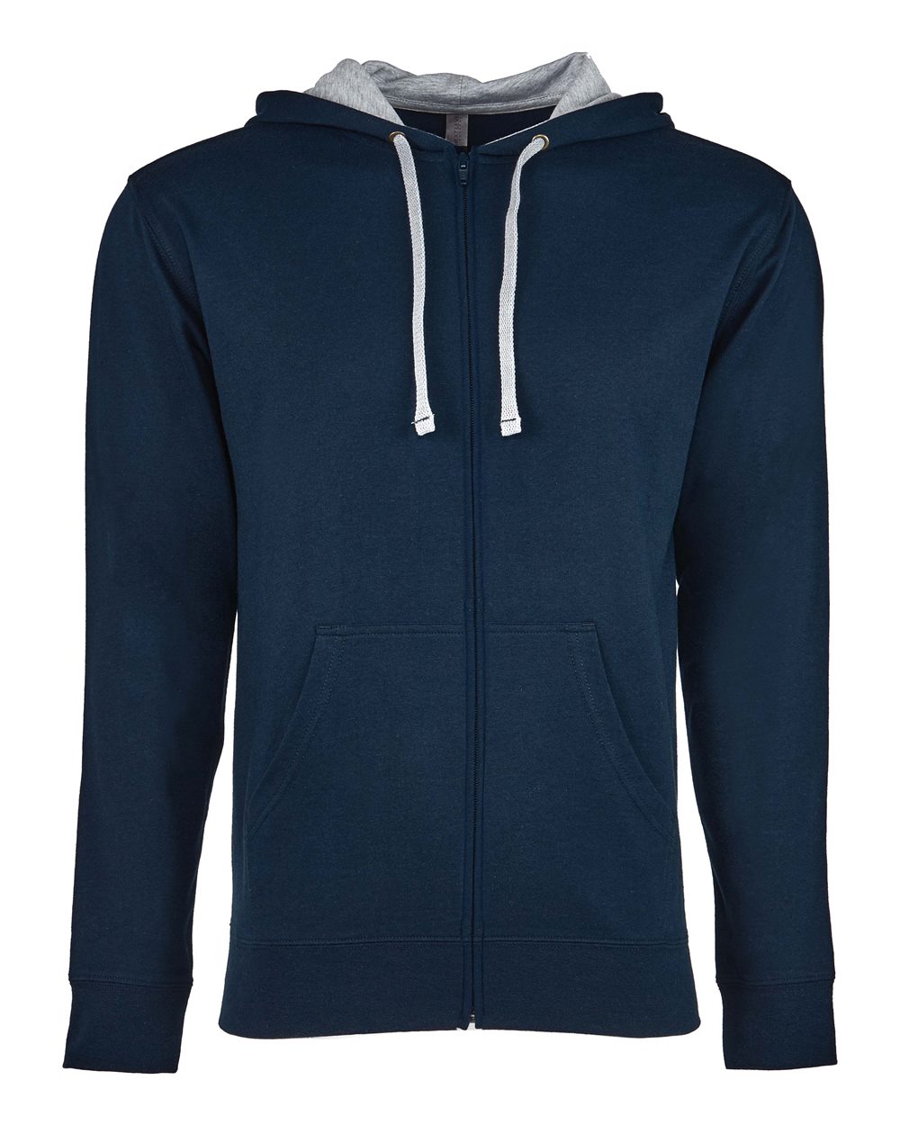 Unisex Laguna Full-Zip Hoodie Sweatshirt - Front - B40018902 - Midnight Navy/ Heather Grey