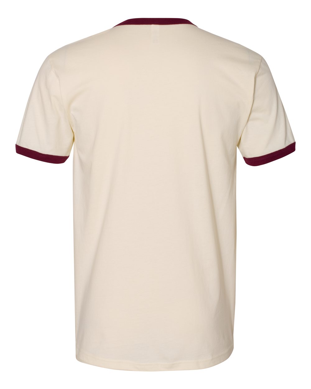 Unisex Cotton Ringer T-Shirt - Back - B20118532 - Natural/ Maroon