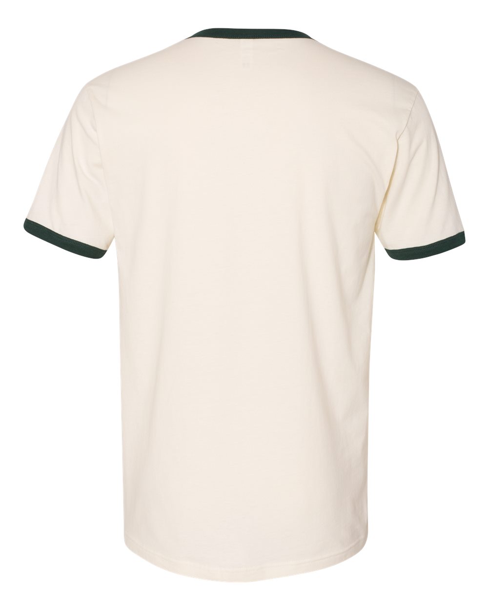 Unisex Cotton Ringer T-Shirt - Back - B20118542 - Natural/ Forest Green
