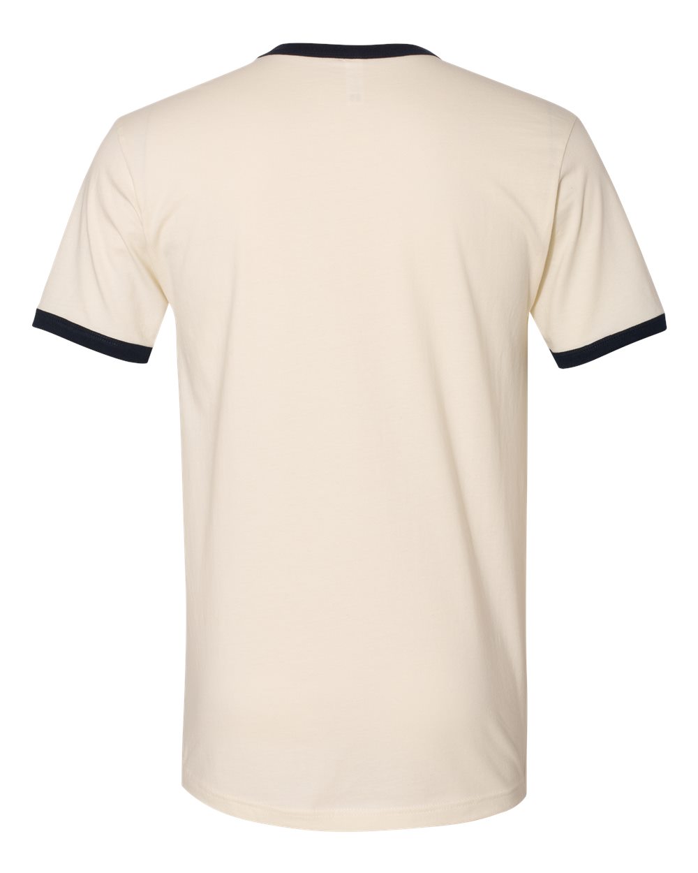 Unisex Cotton Ringer T-Shirt - Back - B20118862 - Natural/ Midnight Navy