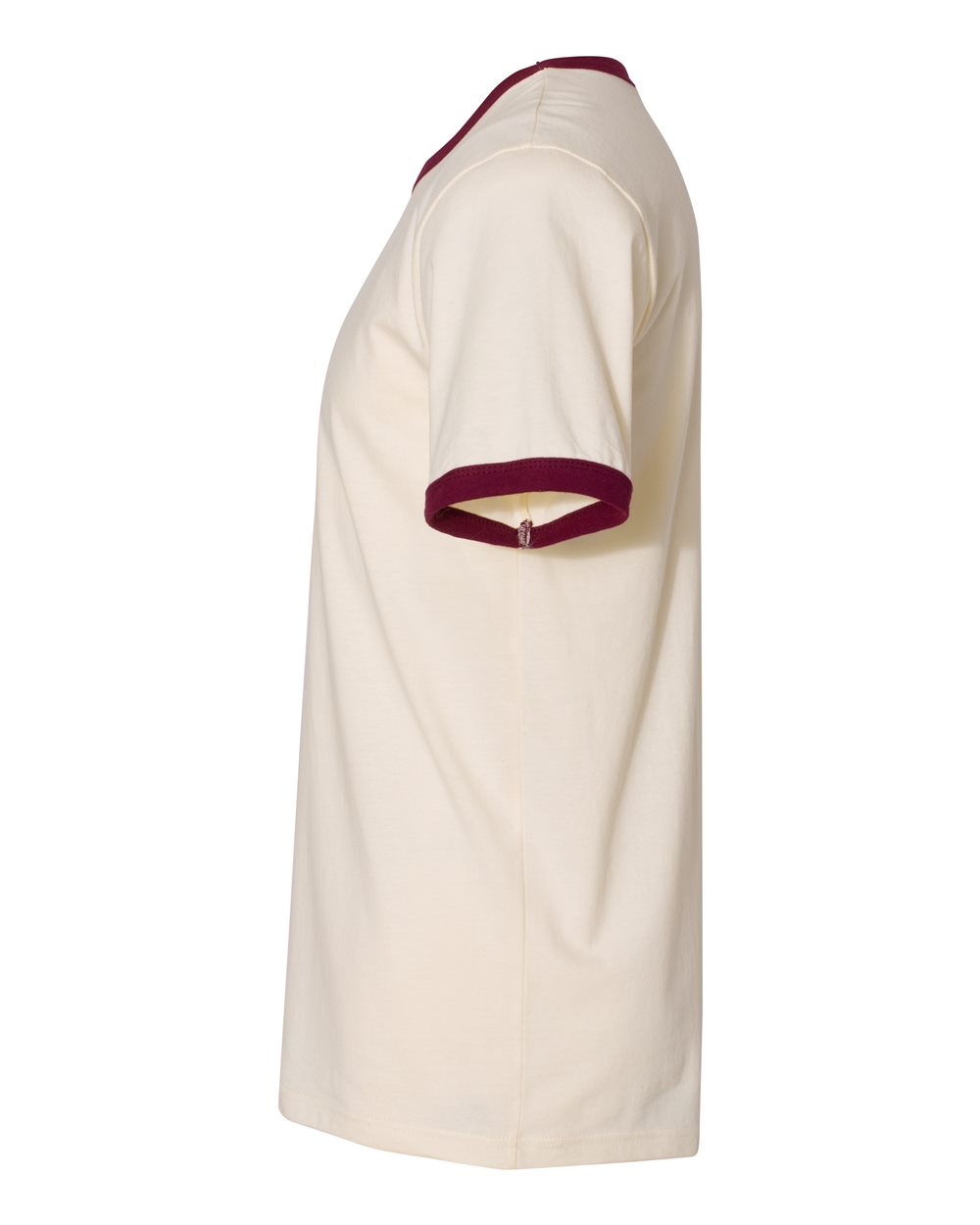 Unisex Cotton Ringer T-Shirt - DirectSide - B20118532 - Natural/ Maroon