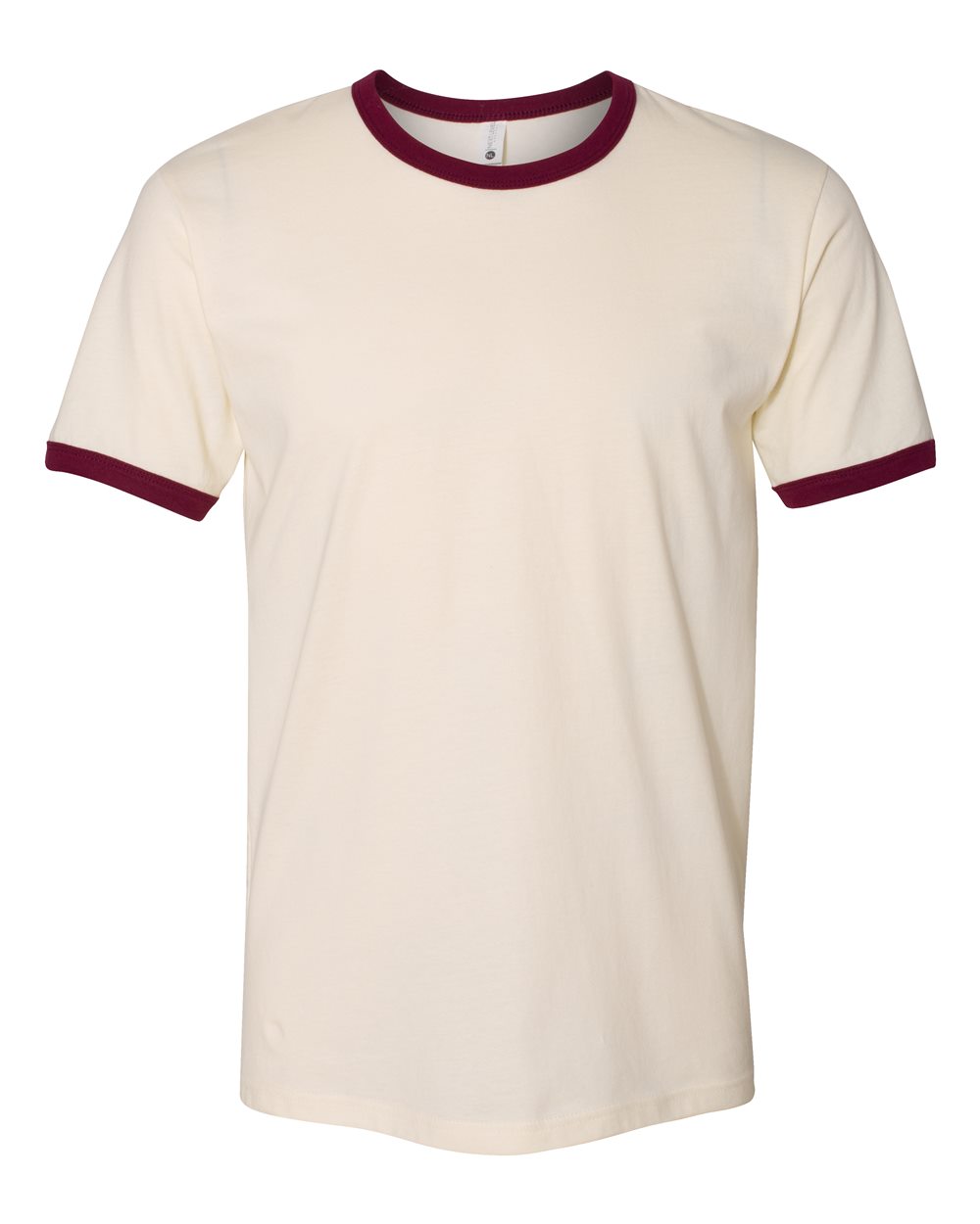 Unisex Cotton Ringer T-Shirt - Front - B20118532 - Natural/ Maroon