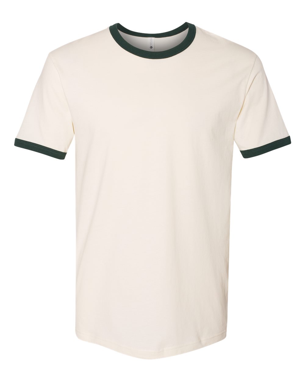 Unisex Cotton Ringer T-Shirt - Front - B20118542 - Natural/ Forest Green