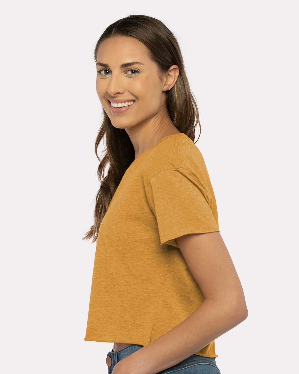 Women's Festival Crop Top - OnModelSide - B01018282 - Antique Gold