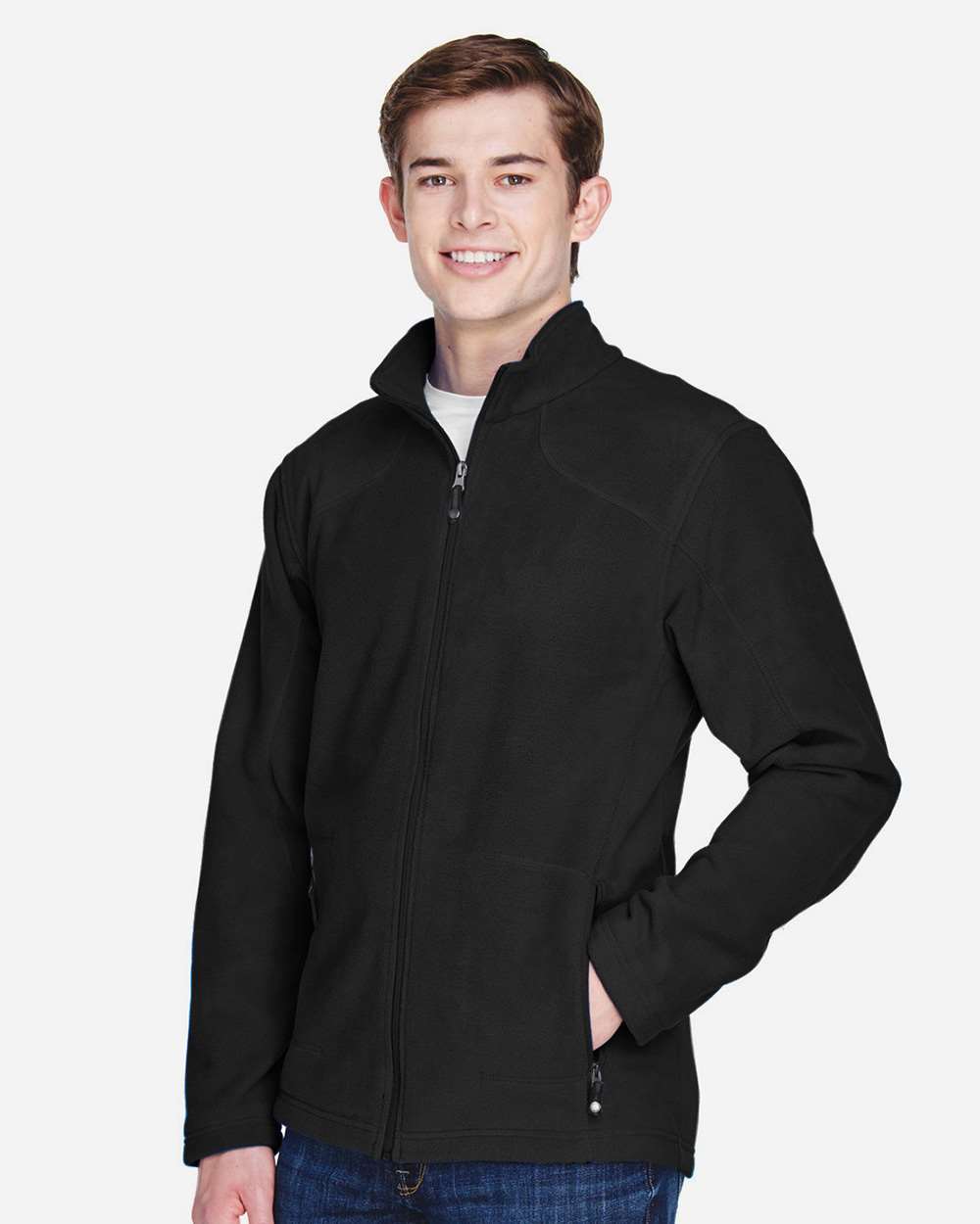 Men's Voyage Fleece Jacket - OnModelSide - B142D3503 - Black