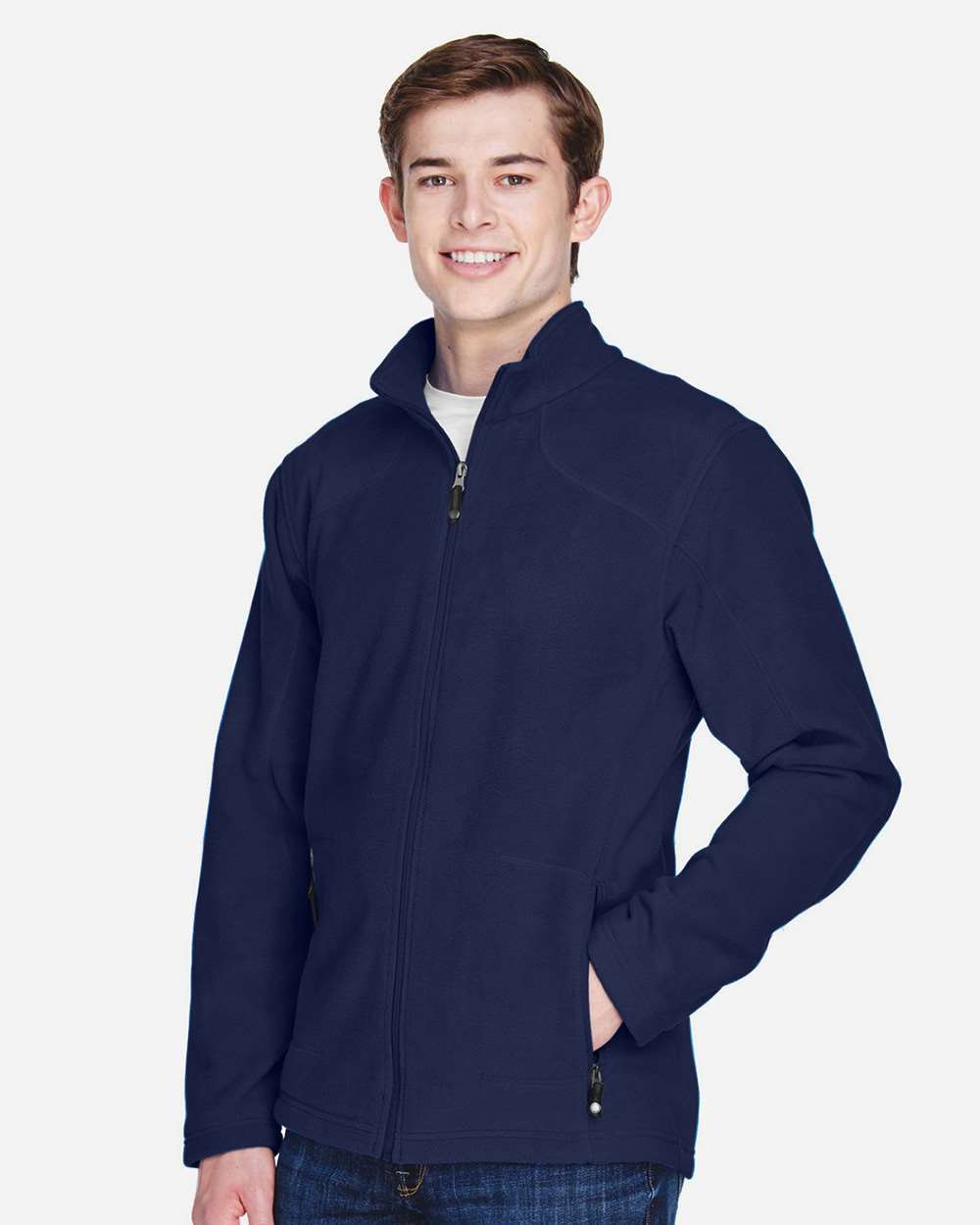 Men's Voyage Fleece Jacket - OnModelSide - B142D3653 - Classic Navy