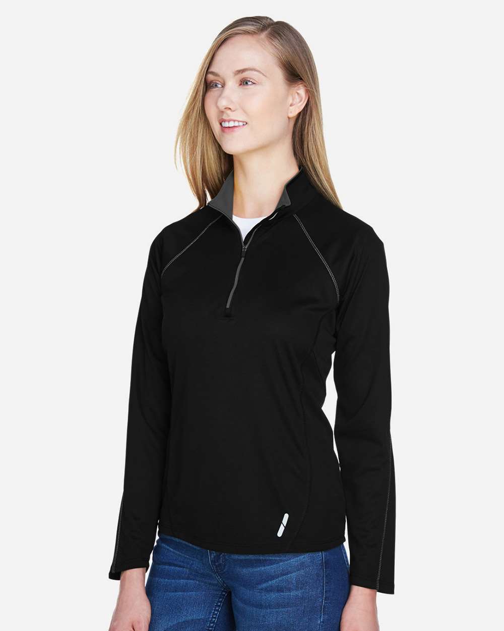 Women's Radar Performance Quarter-Zip Pullover - OnModelSide - B117D3502 - Black