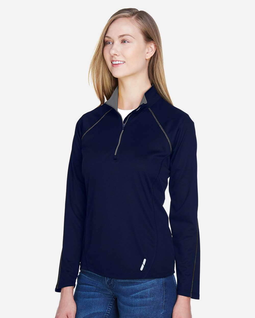 Women's Radar Performance Quarter-Zip Pullover - OnModelSide - B117D3652 - Classic Navy