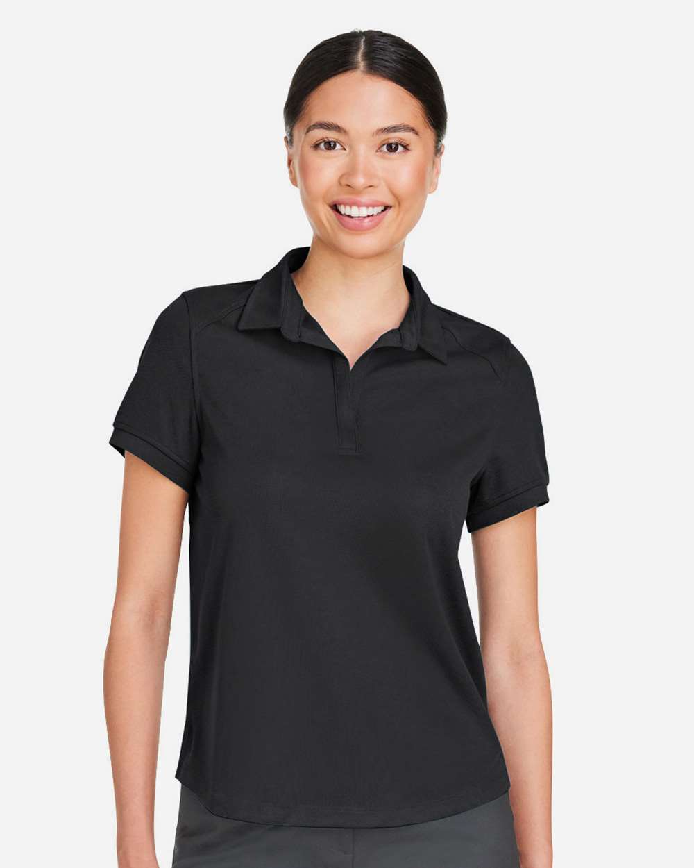 Women's Express Tech Performance Polo - OnModelFront - B165D3502 - Black