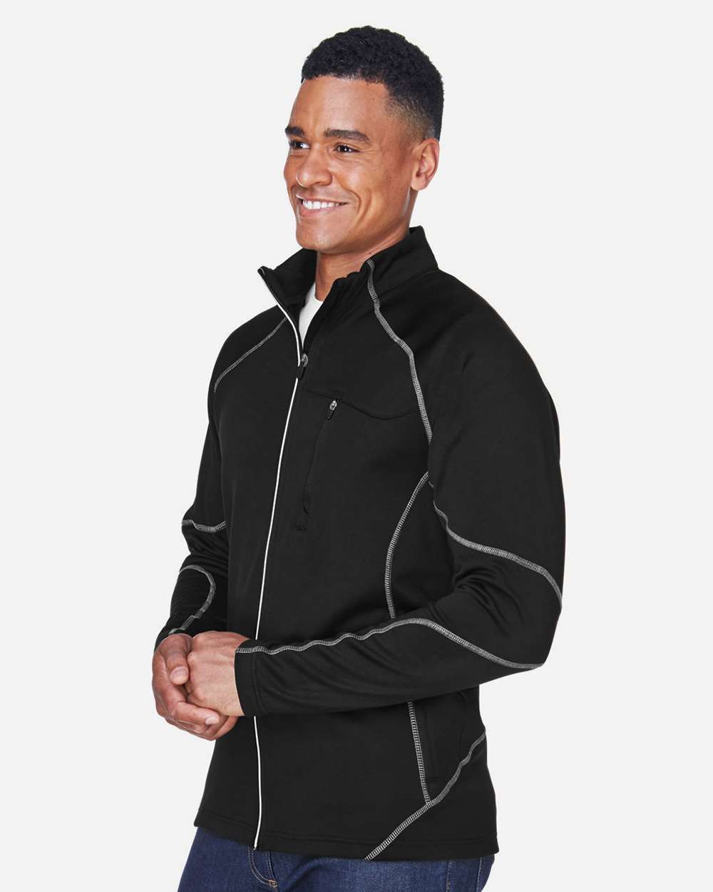 Men's Gravity Performance Fleece Jacket - OnModelSide - B144D3503 - Black