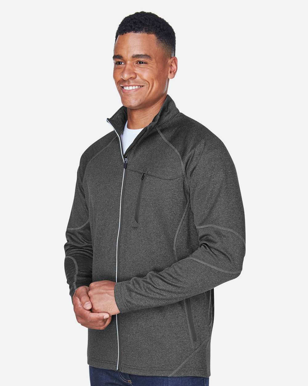 Men's Gravity Performance Fleece Jacket - OnModelSide - B144D3593 - Carbon Heather