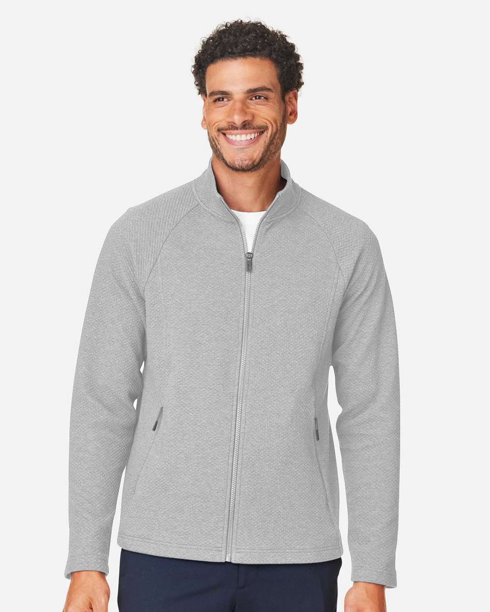 Men's Spirit Textured Full-Zip - OnModelFront - B209D3023 - Platinum Heather