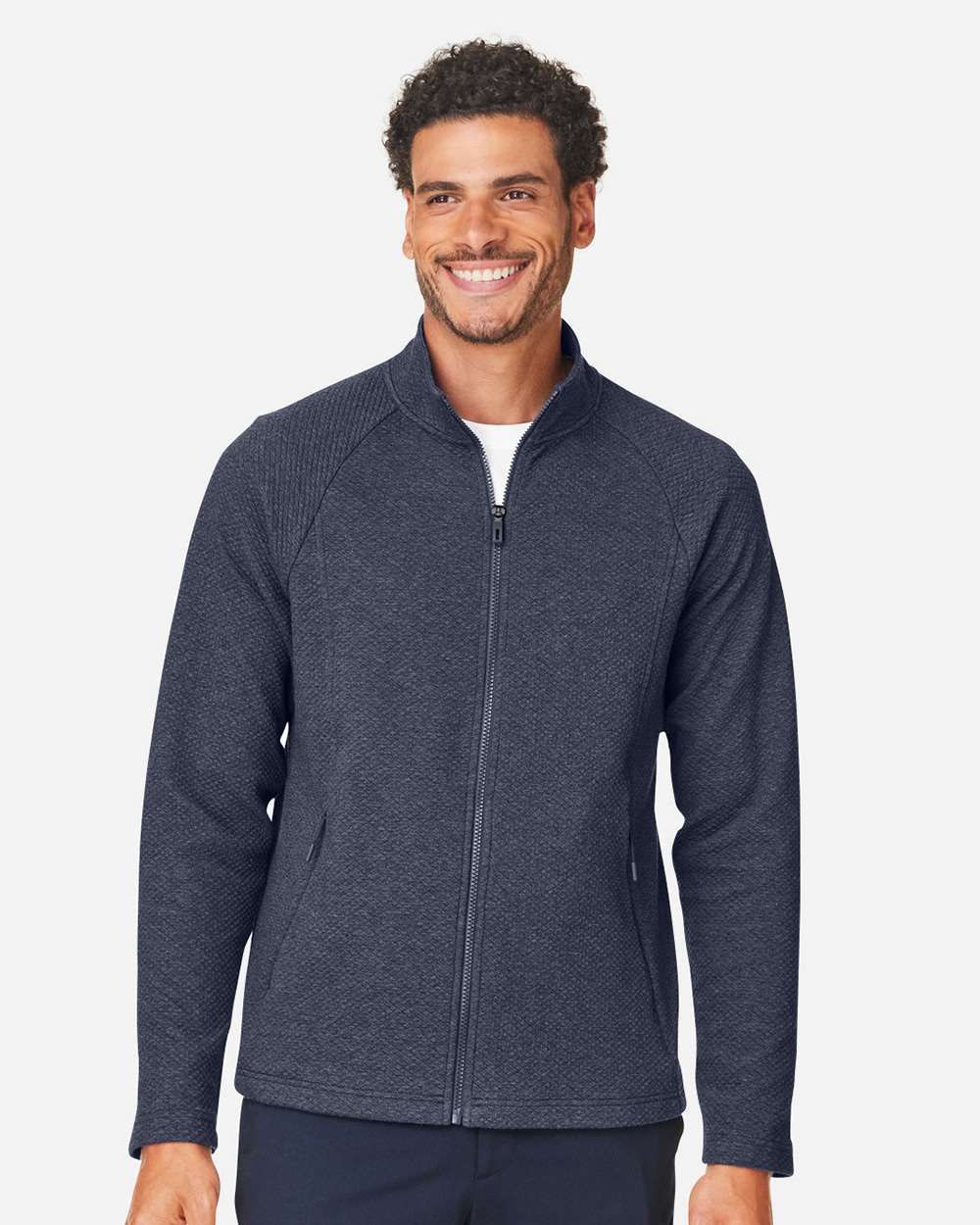 Men's Spirit Textured Full-Zip - OnModelFront - B209D3653 - Classic Navy Heather
