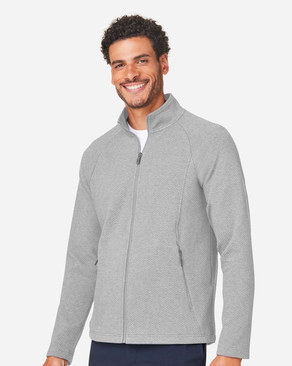 Men's Spirit Textured Full-Zip - OnModelSide - B209D3023 - Platinum Heather