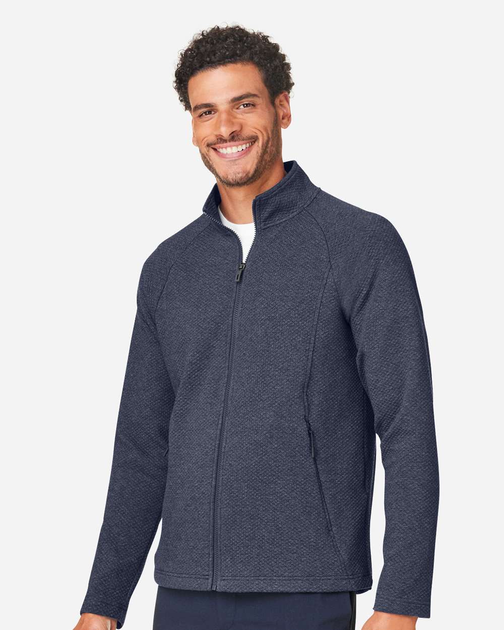 Men's Spirit Textured Full-Zip - OnModelSide - B209D3653 - Classic Navy Heather