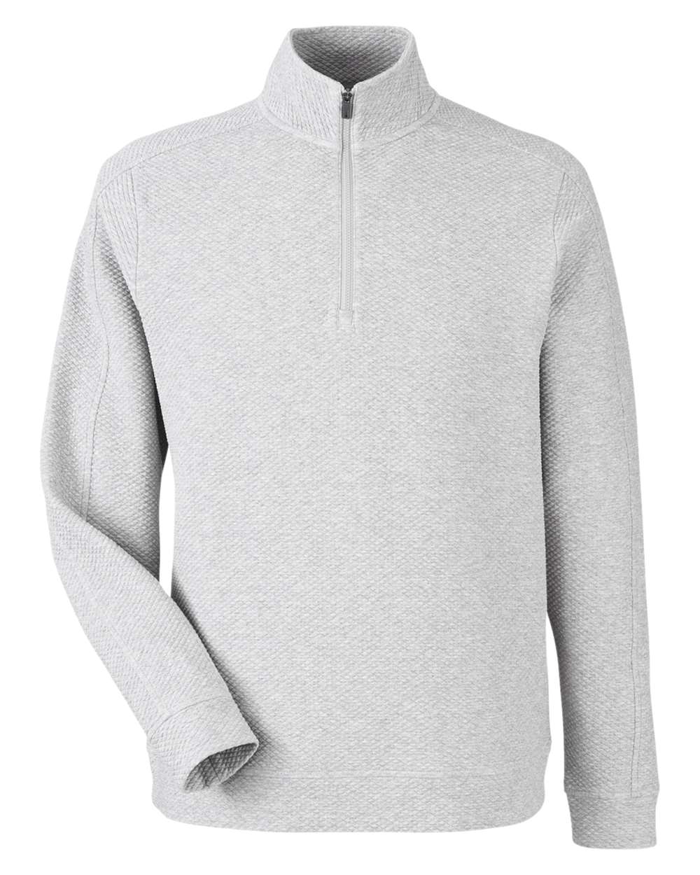 Men's Spirit Textured Quarter-Zip Pullover - Front - B207D3023 - Platinum Heather