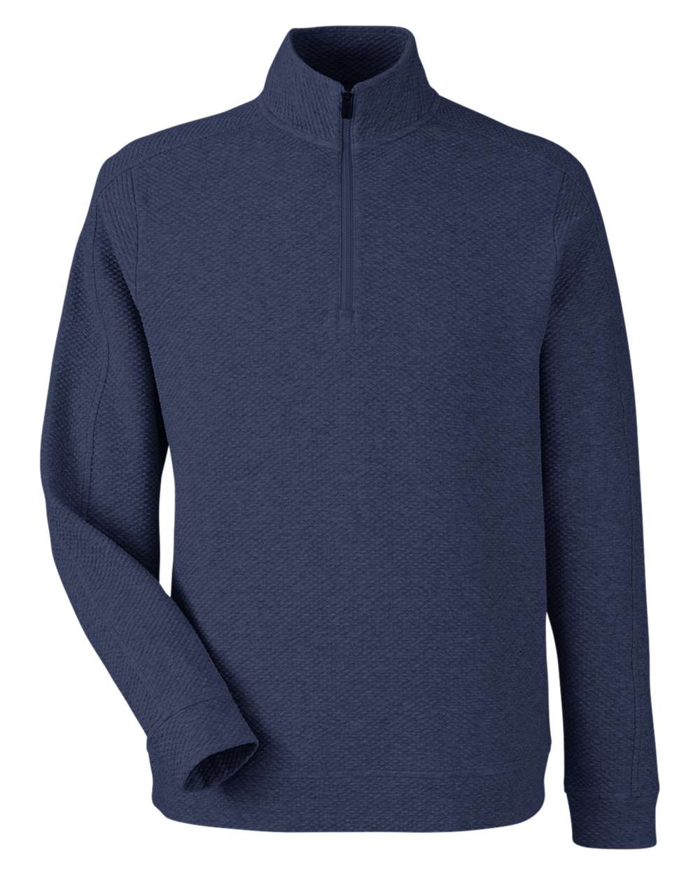 Men's Spirit Textured Quarter-Zip Pullover - Front - B207D3653 - Classic Navy Heather