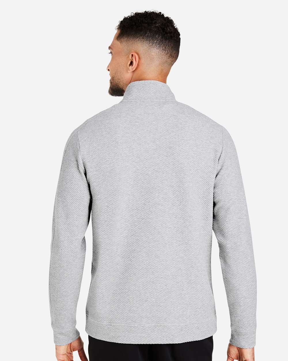 Men's Spirit Textured Quarter-Zip Pullover - OnModelBack - B207D3023 - Platinum Heather
