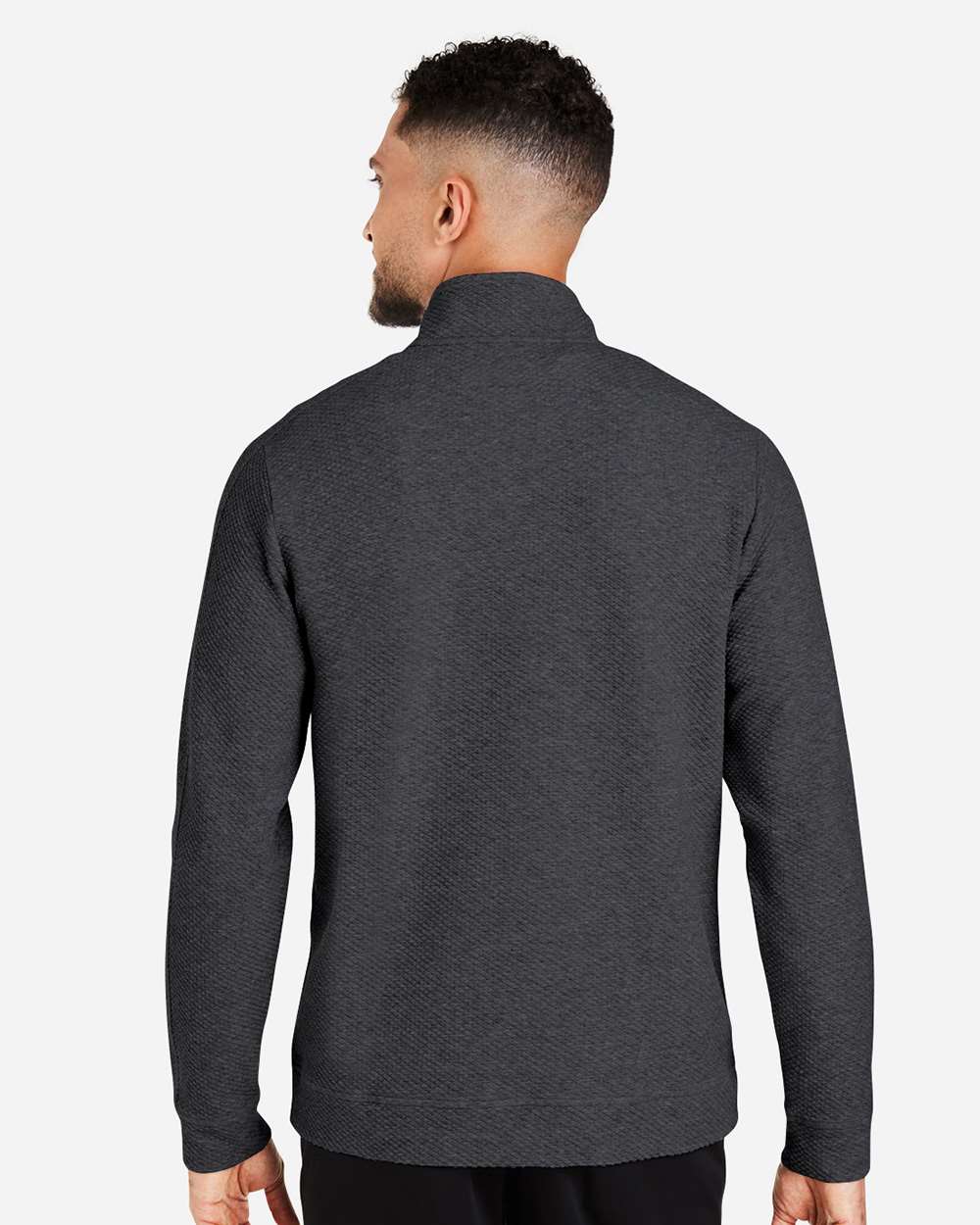 Men's Spirit Textured Quarter-Zip Pullover - OnModelBack - B207D3503 - Black Heather 