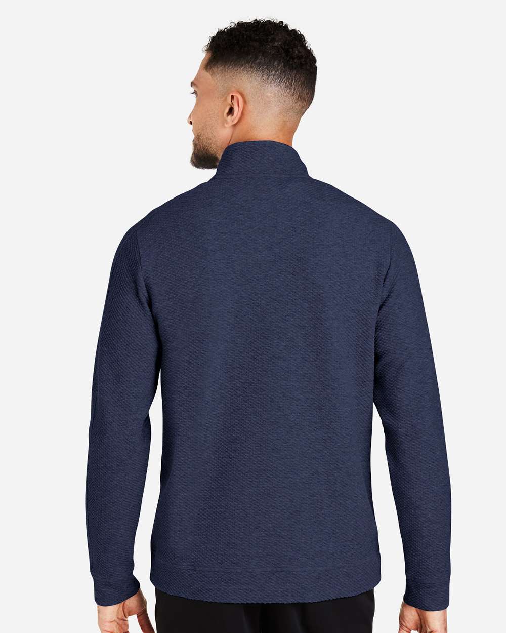 Men's Spirit Textured Quarter-Zip Pullover - OnModelBack - B207D3653 - Classic Navy Heather