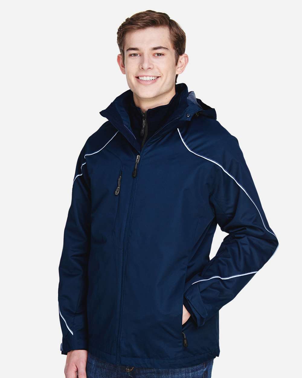 Men's Angle 3-In-1 Jacket with Bonded Fleece Liner - OnModelSide - B148D3653 - Night