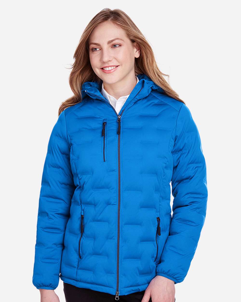 Women's Loft Puffer Jacket - OnModelFront - B192D3752 - Olympic Blue/ Carbon