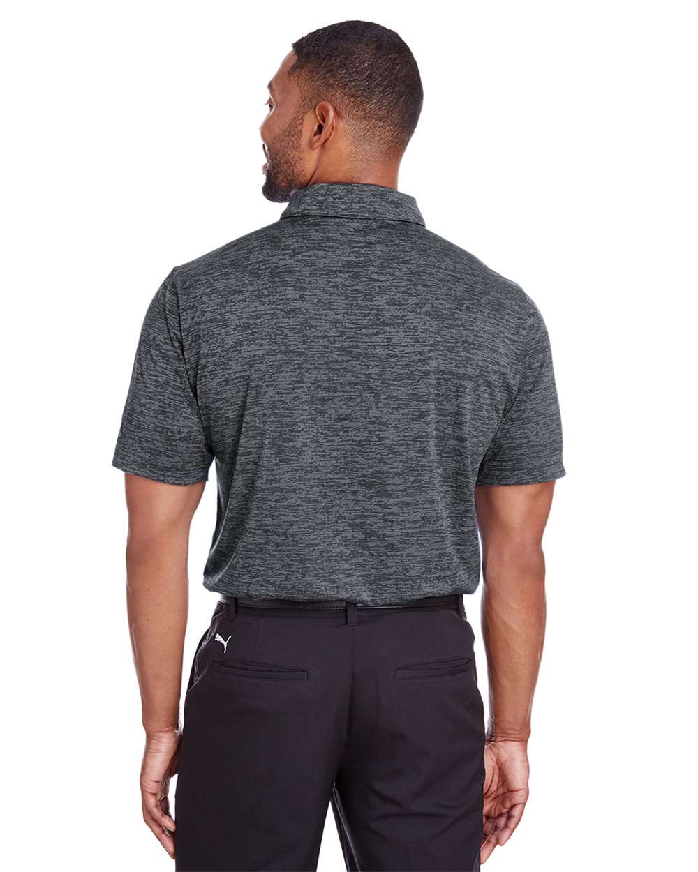 Men's Icon Heather Polo - OnModelSide - B17446503 - Puma Black