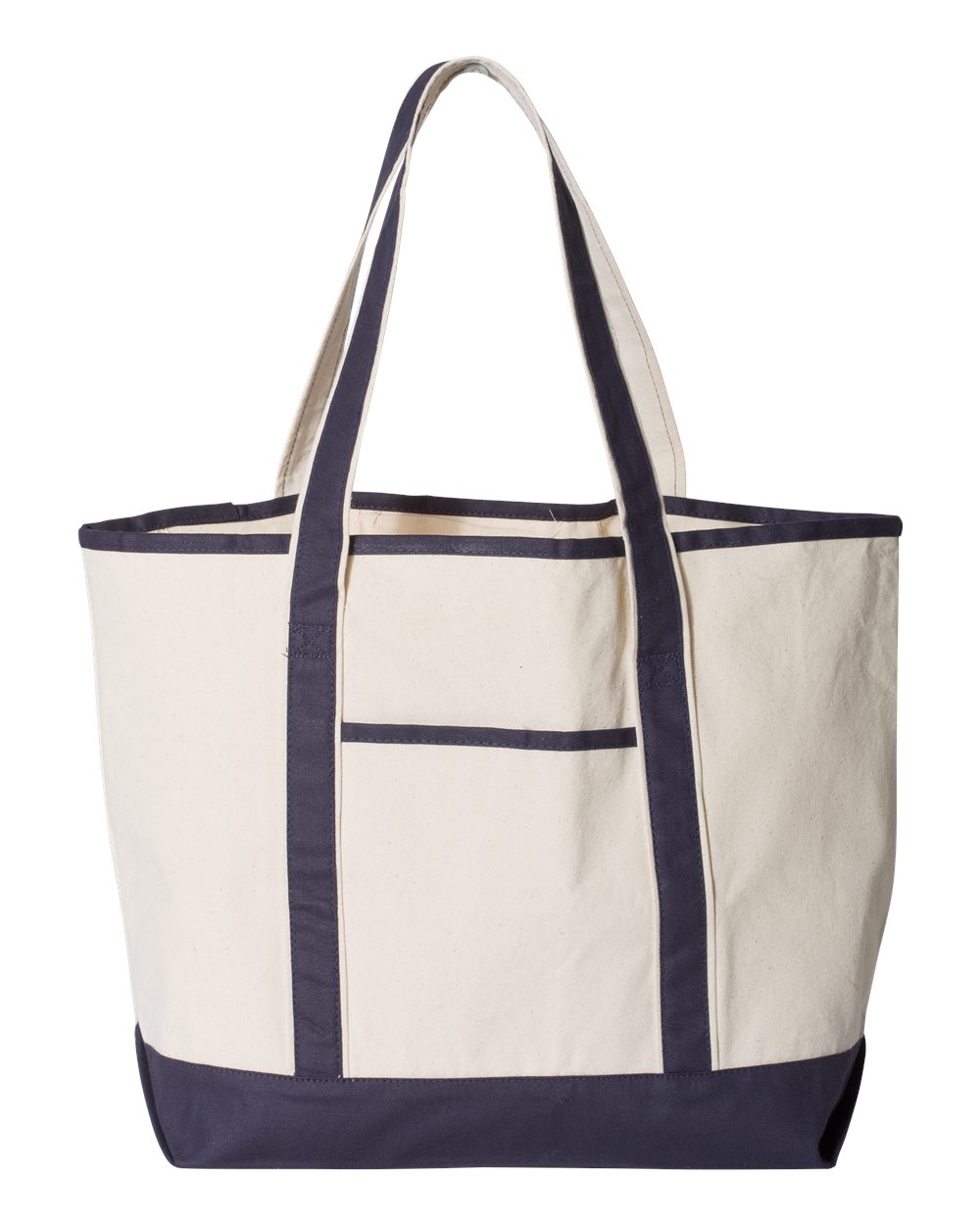 34.6L Large Canvas Deluxe Tote - Front - B45695650 - Natural/ Navy