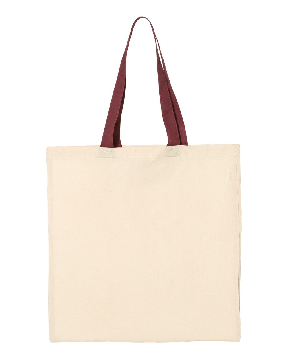 Economical Tote with Contrast-Color Handles - Back - B05795530 - Natural/ Maroon