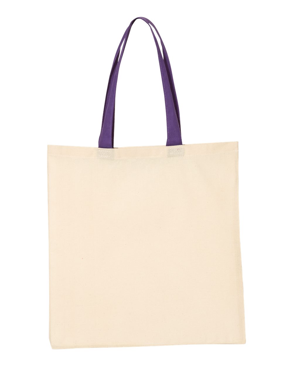 Economical Tote with Contrast-Color Handles - Back - B05795670 - Natural/ Purple