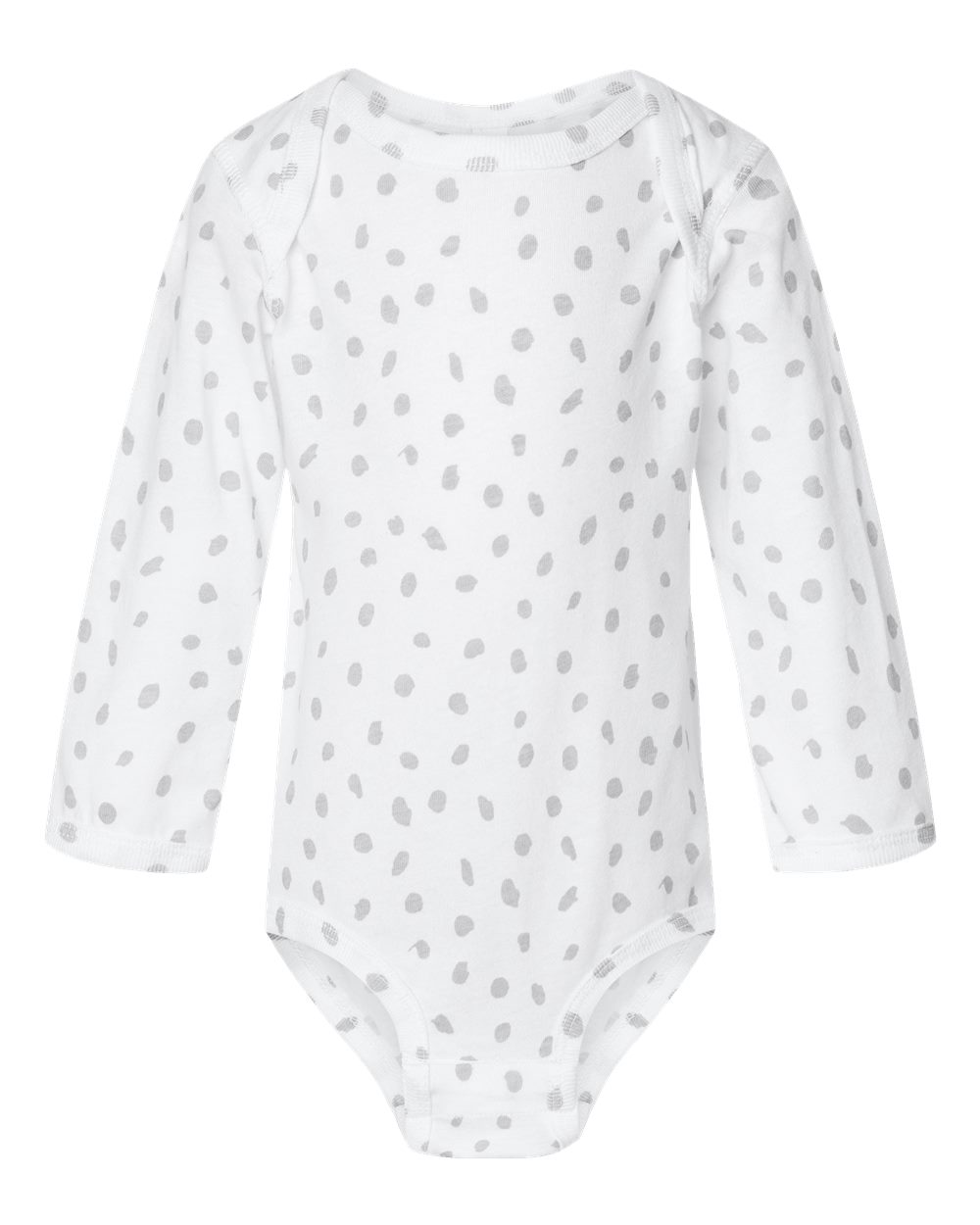 Infant Fine Jersey Long Sleeve Bodysuit - Front - B08138111 - White Spot