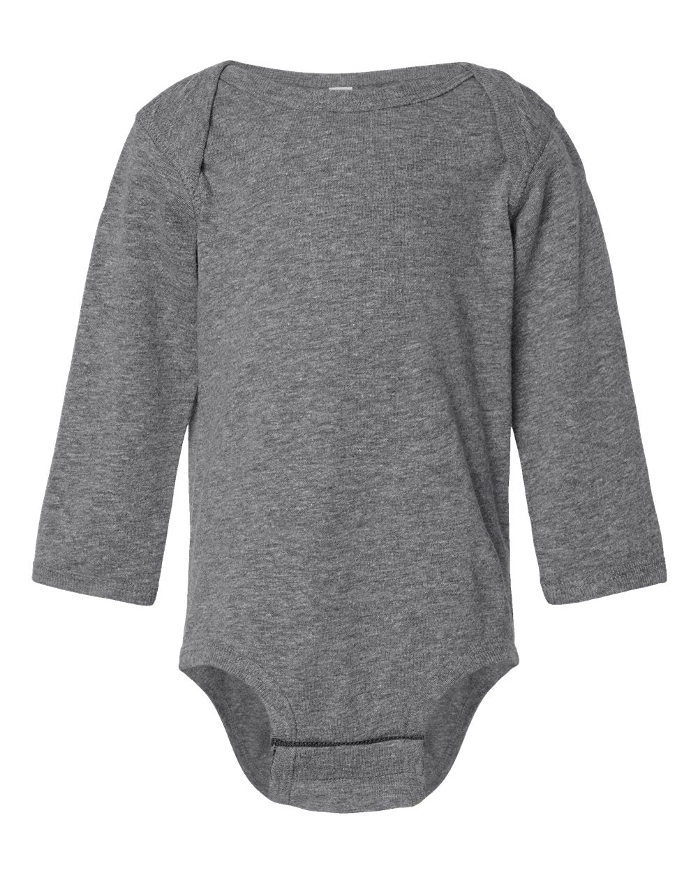 Infant Fine Jersey Long Sleeve Bodysuit - Front - B08138131 - Granite Heather